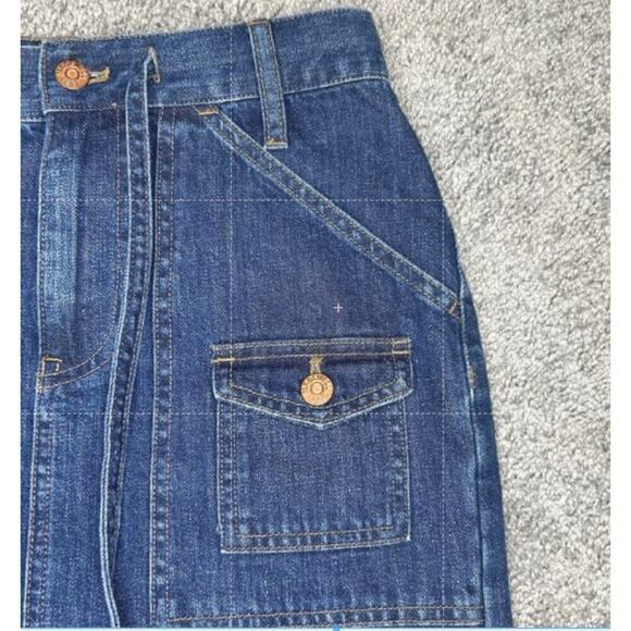 Madewell Jean Skirt Size 26 100% Cotton Drawstring Pockets Front Slit - Picture 5 of 6